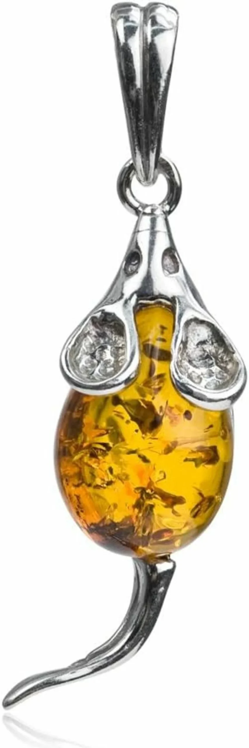 "Ian and Valeri Co. Sterling Silver Mouse Pendant with Amber – Handcrafted Jewelry"