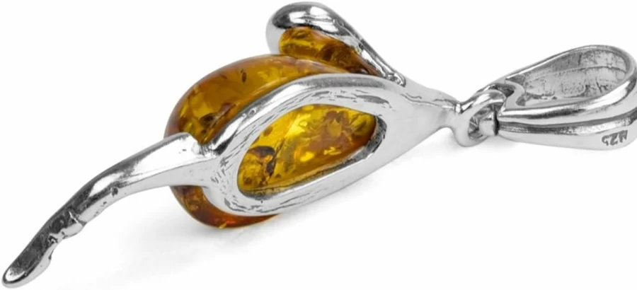 "Ian and Valeri Co. Sterling Silver Mouse Pendant with Amber – Handcrafted Jewelry"