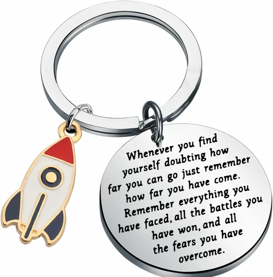 TIIMG Rocket Keychain - Space Ship Jewelry, Astronomy & Sci-Fi Gift, Inspirational Quote Keychain for Space Enthusiasts