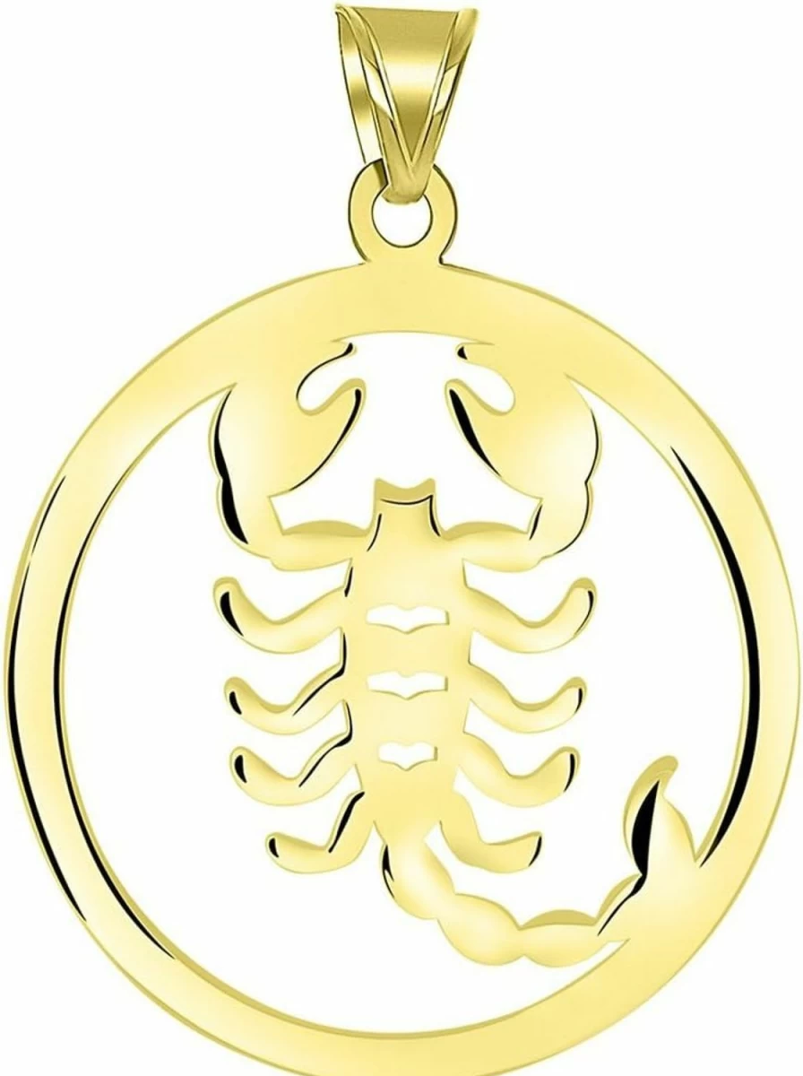 14K Yellow Gold Scorpio Zodiac Pendant - Scorpion Cut-Out Charm | Jewelry America
