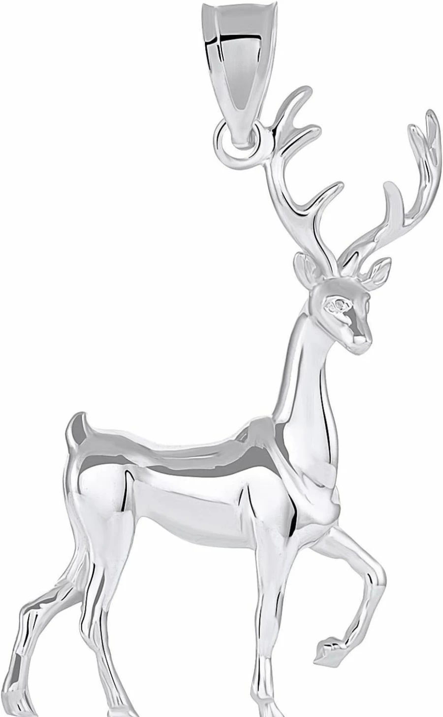 CaliRoseJewelry Sterling Silver Christmas Santa Reindeer Charm Pendant with Deer Antlers Design