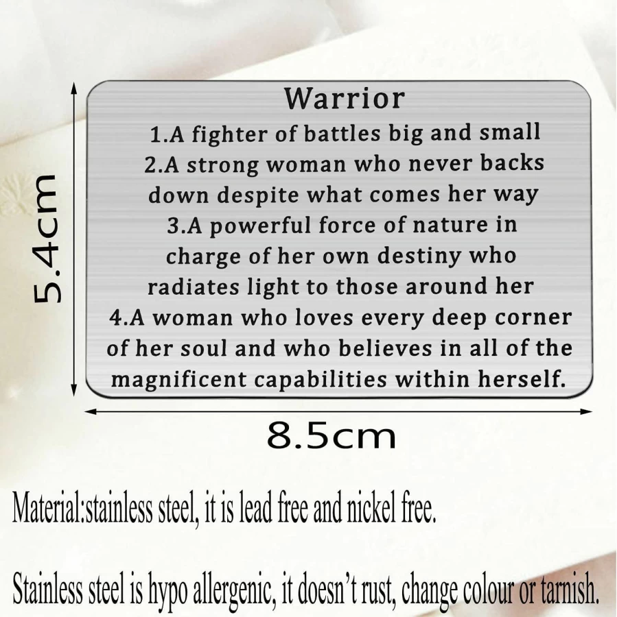 Bobauna Warrior Engraved Cancer Fighter Gift Card - Inspirational Wallet Insert for Cancer Warriors
