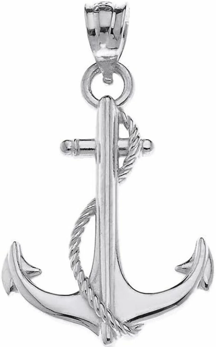14K Gold Nautical Anchor Charm Pendant - Sailor Rope Necklace by CaliRose Jewelry