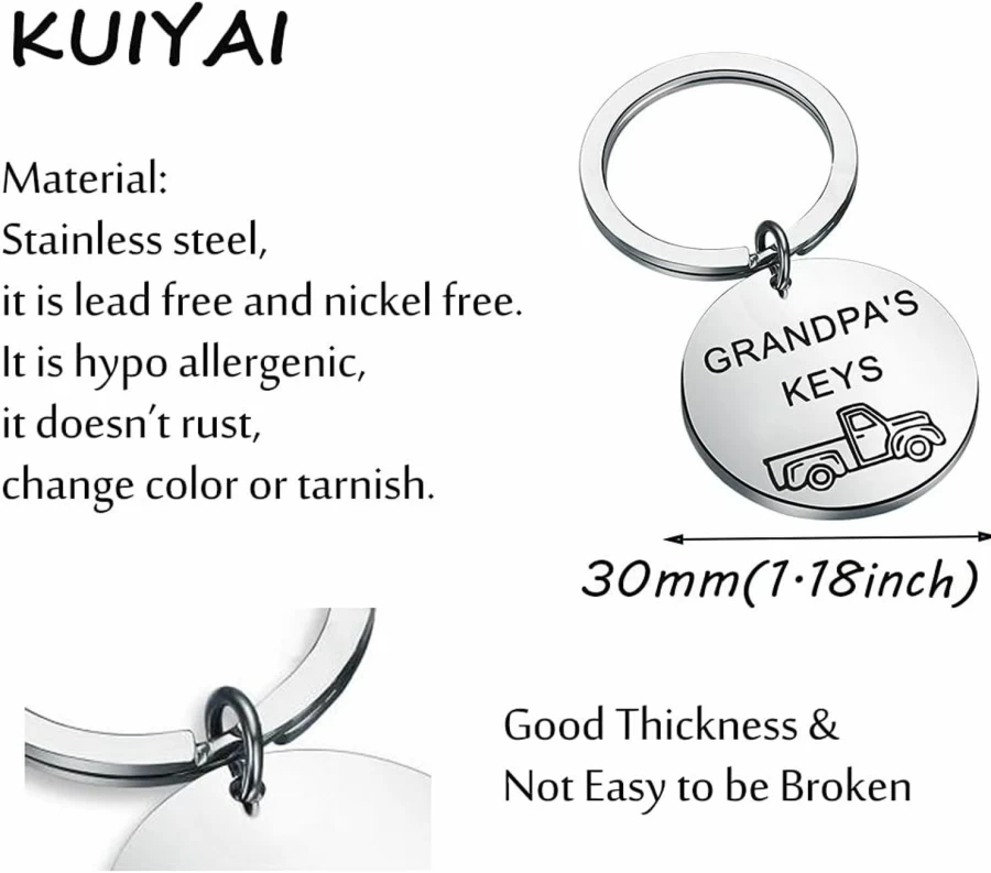"KUIYAI Personalized Grandpa Gift - Custom Pawpaw Keychain for Father's Day, Grandpa's Truck Keys, Unique Gift From Grandchildren"