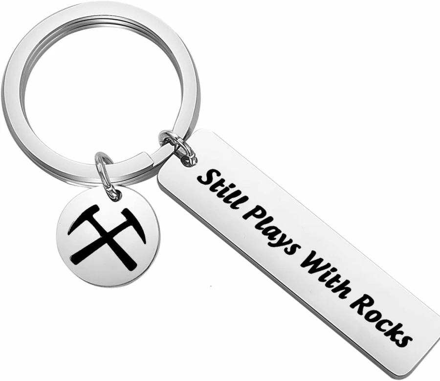 HOLLP Geology Enthusiast Keychain - Unique Rock Lover Gift for Geologists & Retirement Present