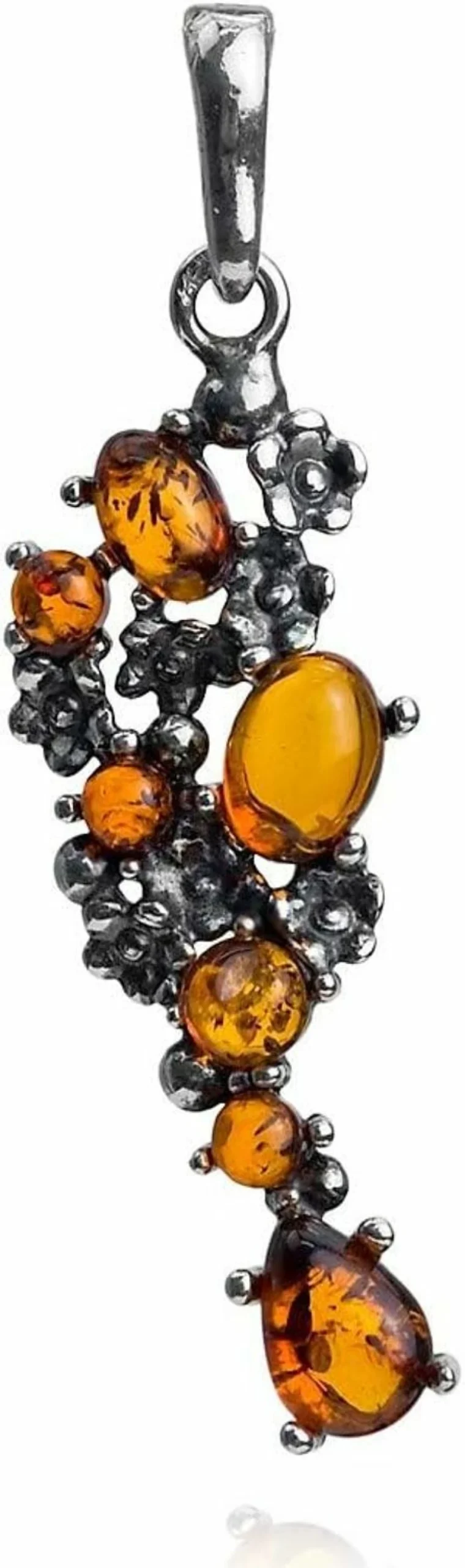 "Ian and Valeri Co. Sterling Silver Amber Branch Berries Pendant Necklace"