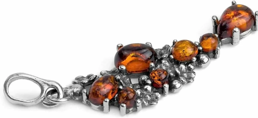 "Ian and Valeri Co. Sterling Silver Amber Branch Berries Pendant Necklace"