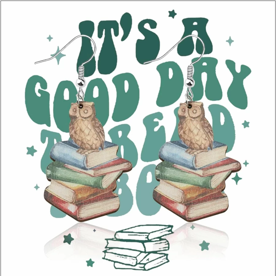 "TIIMG Book Lover Earrings – Unique Librarian Gift for Readers, Bookworm Jewelry with 'It's a Good Day to Read' Design"