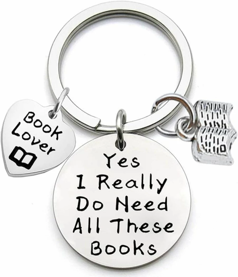 "Book Lover Keychain - Bibliophile Gift for Readers - Bookworm & Book Club Accessory - DINLUNED"