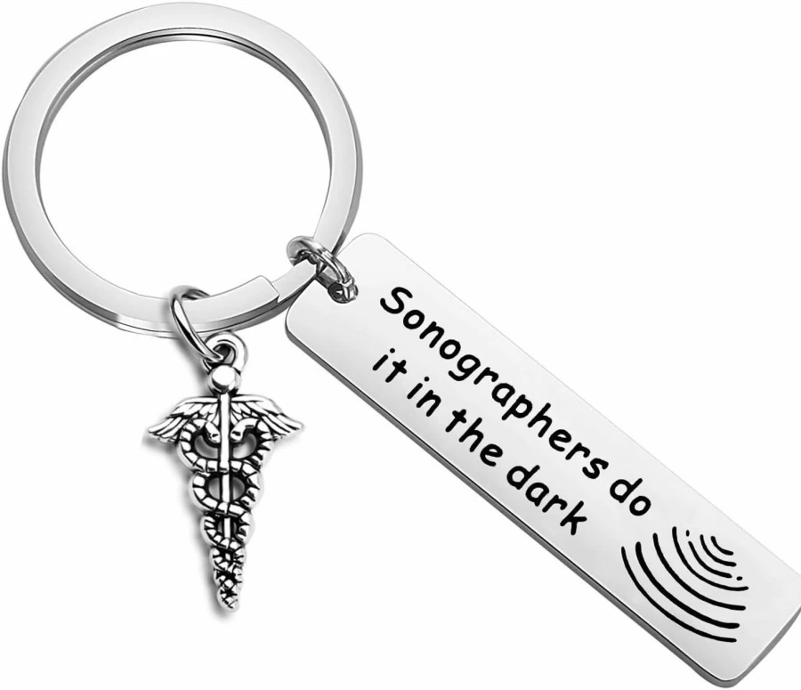 "Hollp Sonographer Keychain - Funny Ultrasound Tech Gift for Medical Students & Professionals - Unique Dark Humor Keychain for Sonographers"