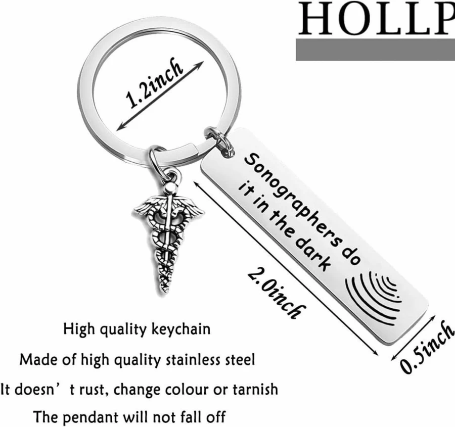 "Hollp Sonographer Keychain - Funny Ultrasound Tech Gift for Medical Students & Professionals - Unique Dark Humor Keychain for Sonographers"