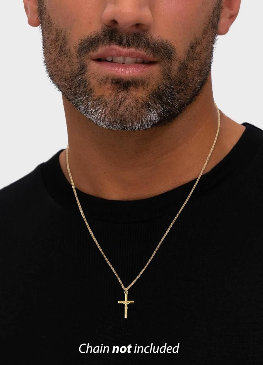 "Forme Di Lucchetta 14K Gold Italian Cross Pendant - Religious Jewelry for Men & Women, Made in Italy Necklace & Bracelet Charm"