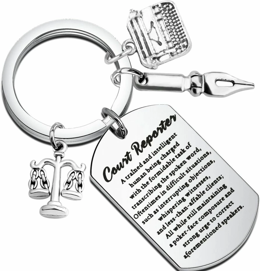 FAADBUK Stenographer Keychain - Unique Court Reporter Gift, Lawyer Appreciation Present, Legal Professional Keepsake