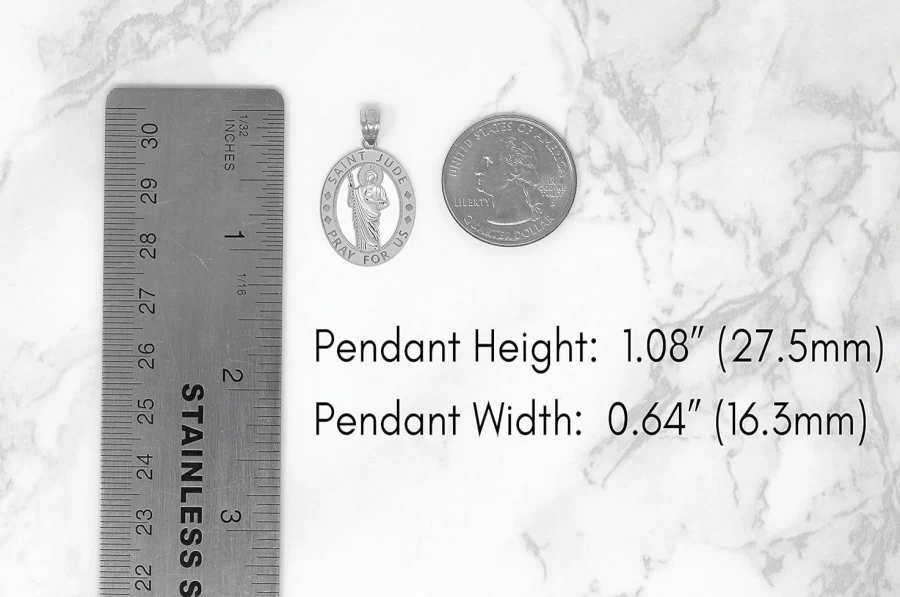 CaliRoseJewelry Sterling Silver Saint Jude Pray For Us Oval Pendant Necklace Catholic Religious Charm Jewelry Gift