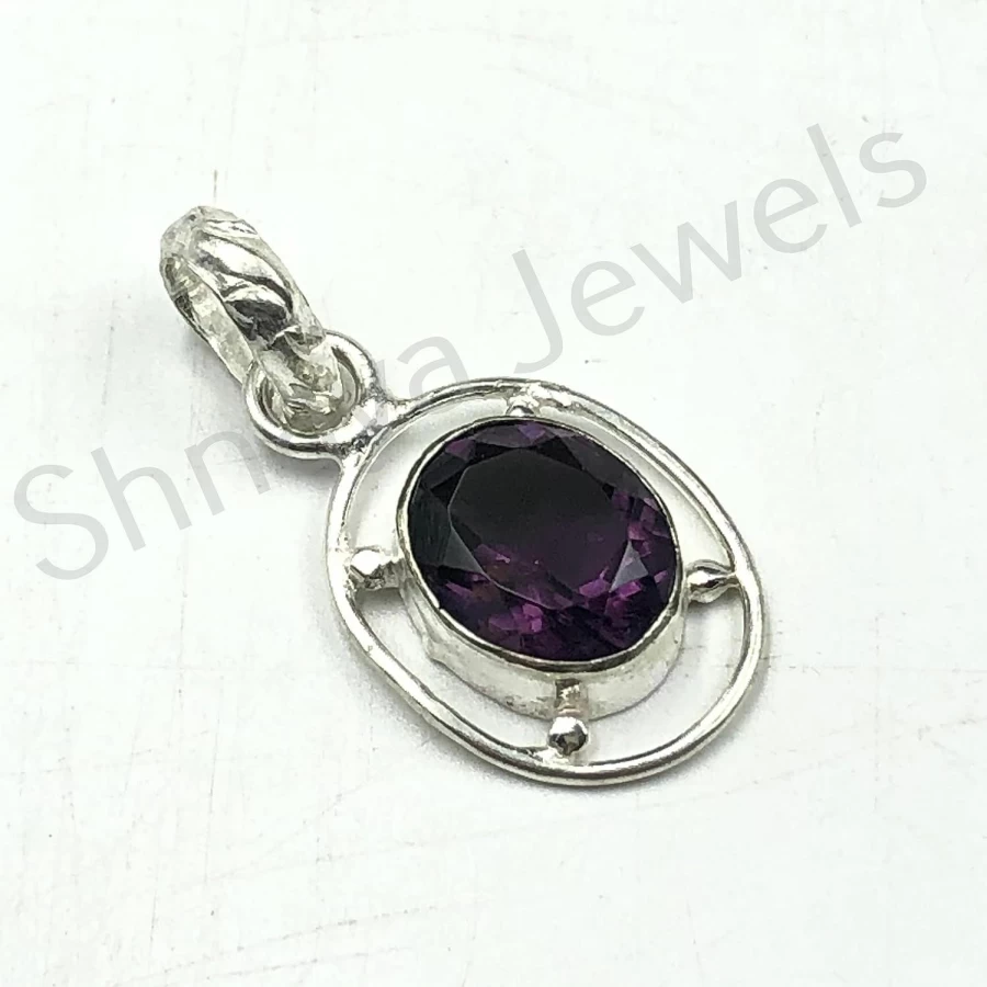 SHNAYA JEWELS Natural African Amethyst Sterling Silver Pendant - Handmade Unisex Jewelry for Engagement, Anniversary, Birthday, Mother’s Day, Christmas Gift
