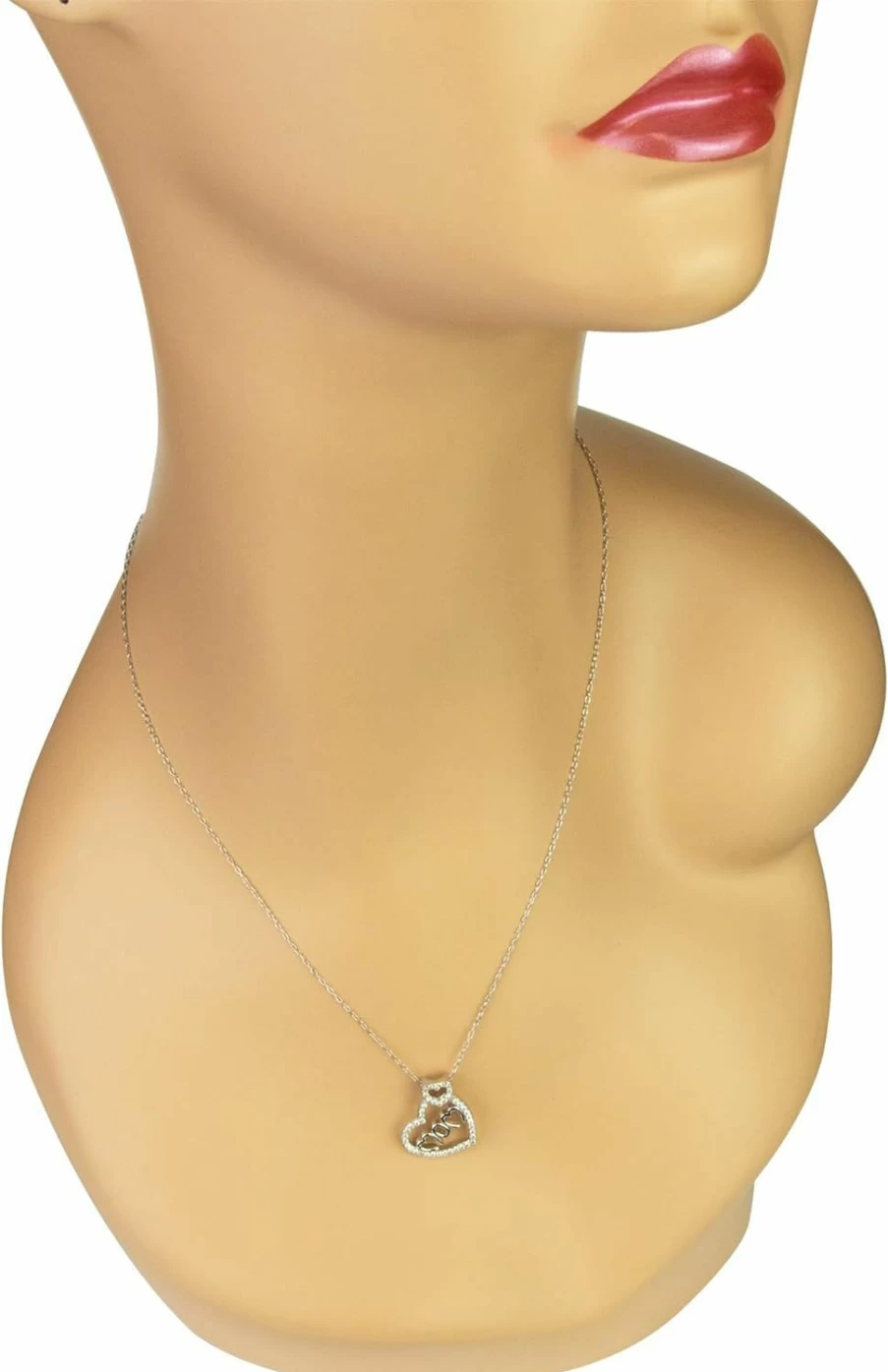 Tisoro 925 Sterling Silver Heart Pendant with Cubic Zirconia - Mother's Love Charm for Necklace or Bracelet