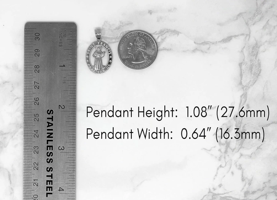 CaliRoseJewelry Sterling Silver Saint Francis of Assisi Pray for Us Oval Charm Pendant - Religious Catholic Necklace Charm