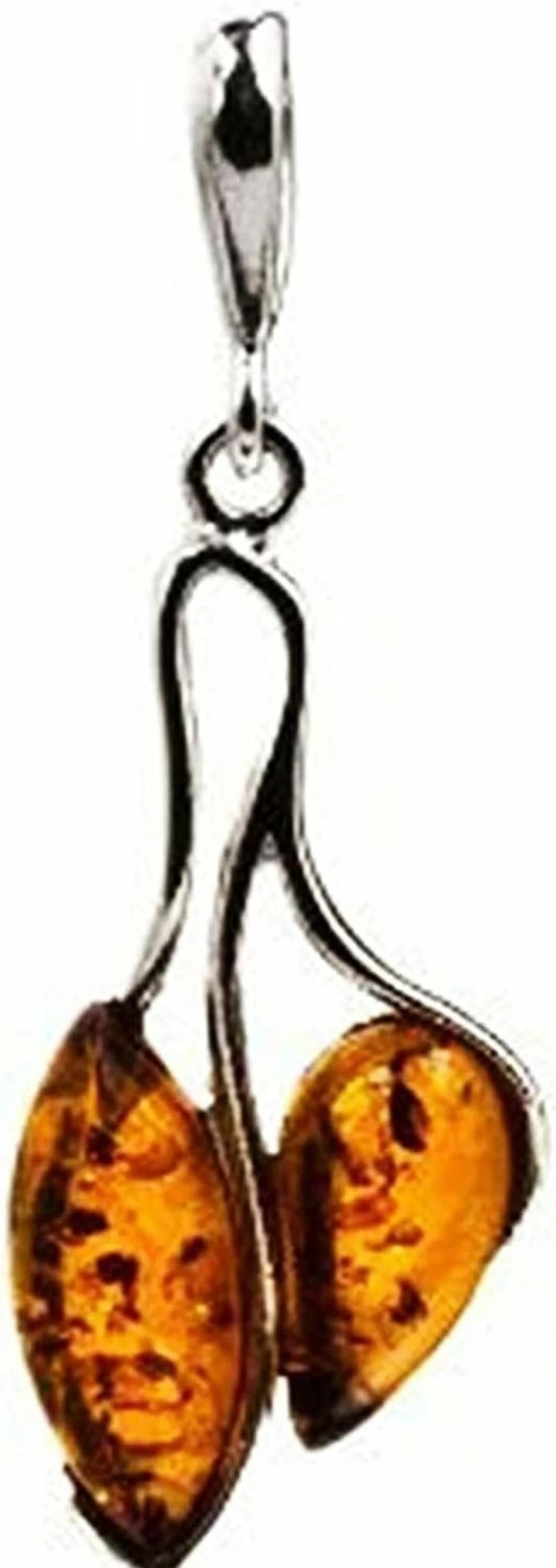 "Amber by Graciana Sterling Silver Amber Drop Pendant Necklace"