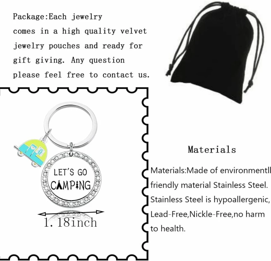 "CWXLGH Let's Go Camping Keychain - Personalized Camper Gift for RV Travel, Outdoor Enthusiasts & Camping Lovers"