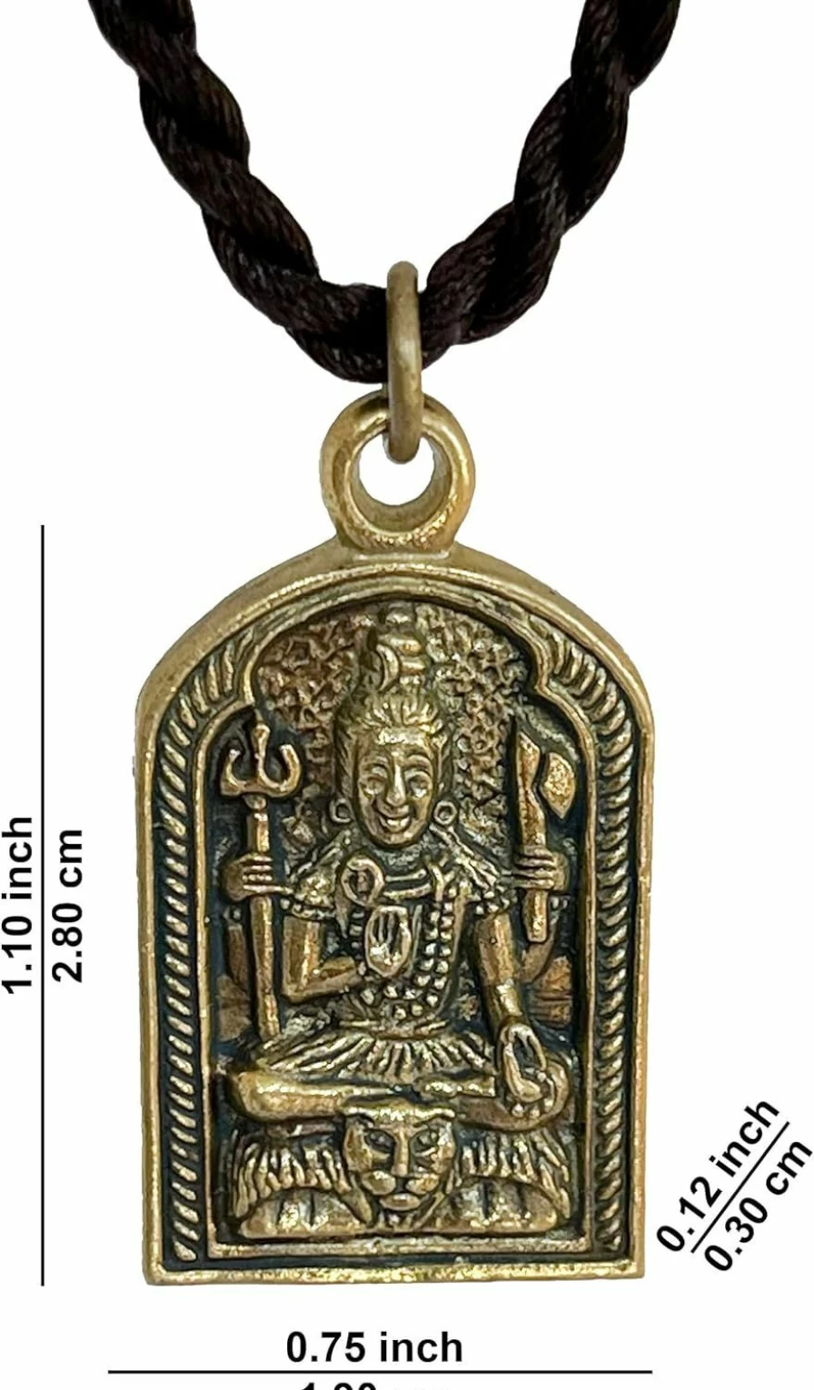 Artschatz Shiva Brass Pendant with Tiger - Handcrafted Spiritual Jewelry