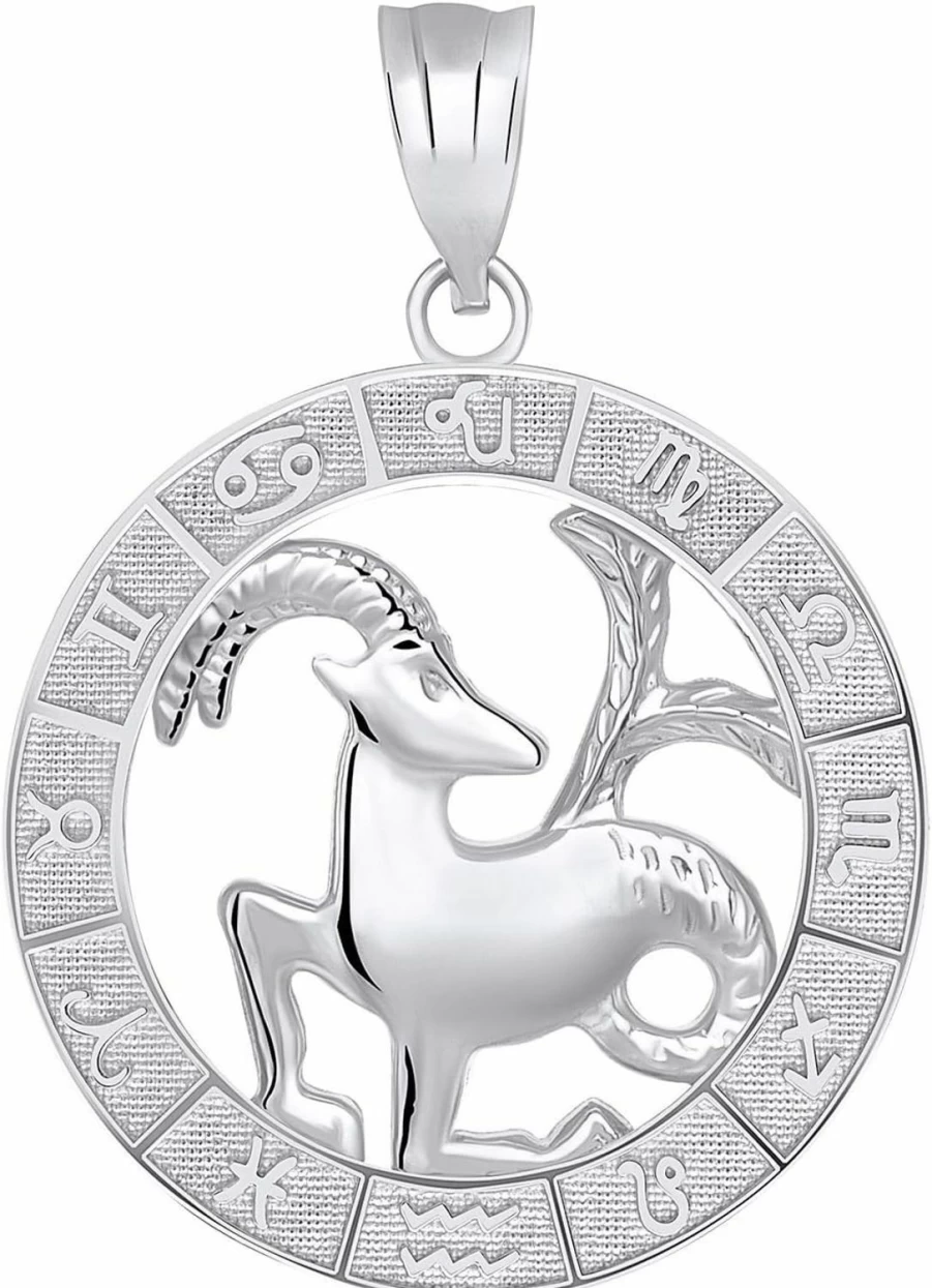 CaliRoseJewelry Sterling Silver Zodiac Necklace Pendant - Handmade Astrological Charm for Birthstone Gifts