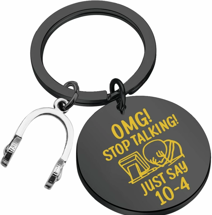 "TIIMG 10-4 Keychain for 911 Dispatcher - Funny OMG Stop Talking Just Say 10-4 Gift for Police Dispatcher, Retirement Gift for 911 Operator"