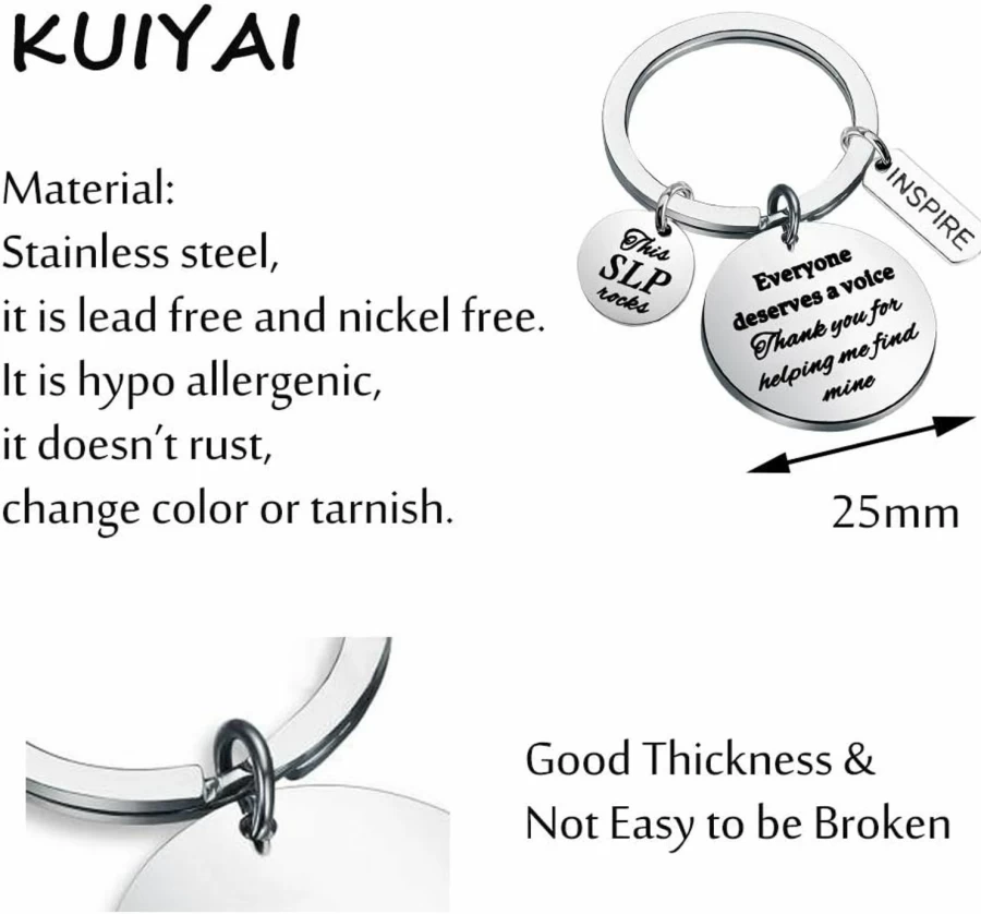 "KUIYAI SLP Keychain - Speech Language Pathologist Gift, Therapist Appreciation Present, Language Therapy Token"
