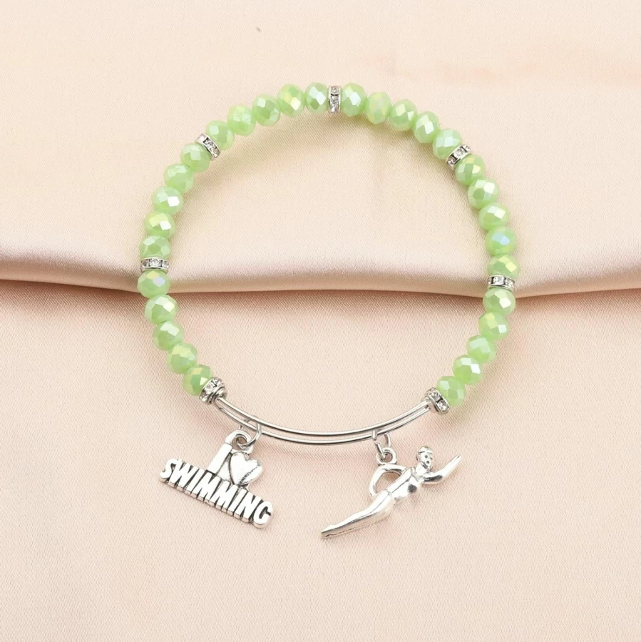WSNANG Swim Bracelet for Swimmers - Waterproof Swimming Jewelry Gift for Swim Team Players & Swim Lovers