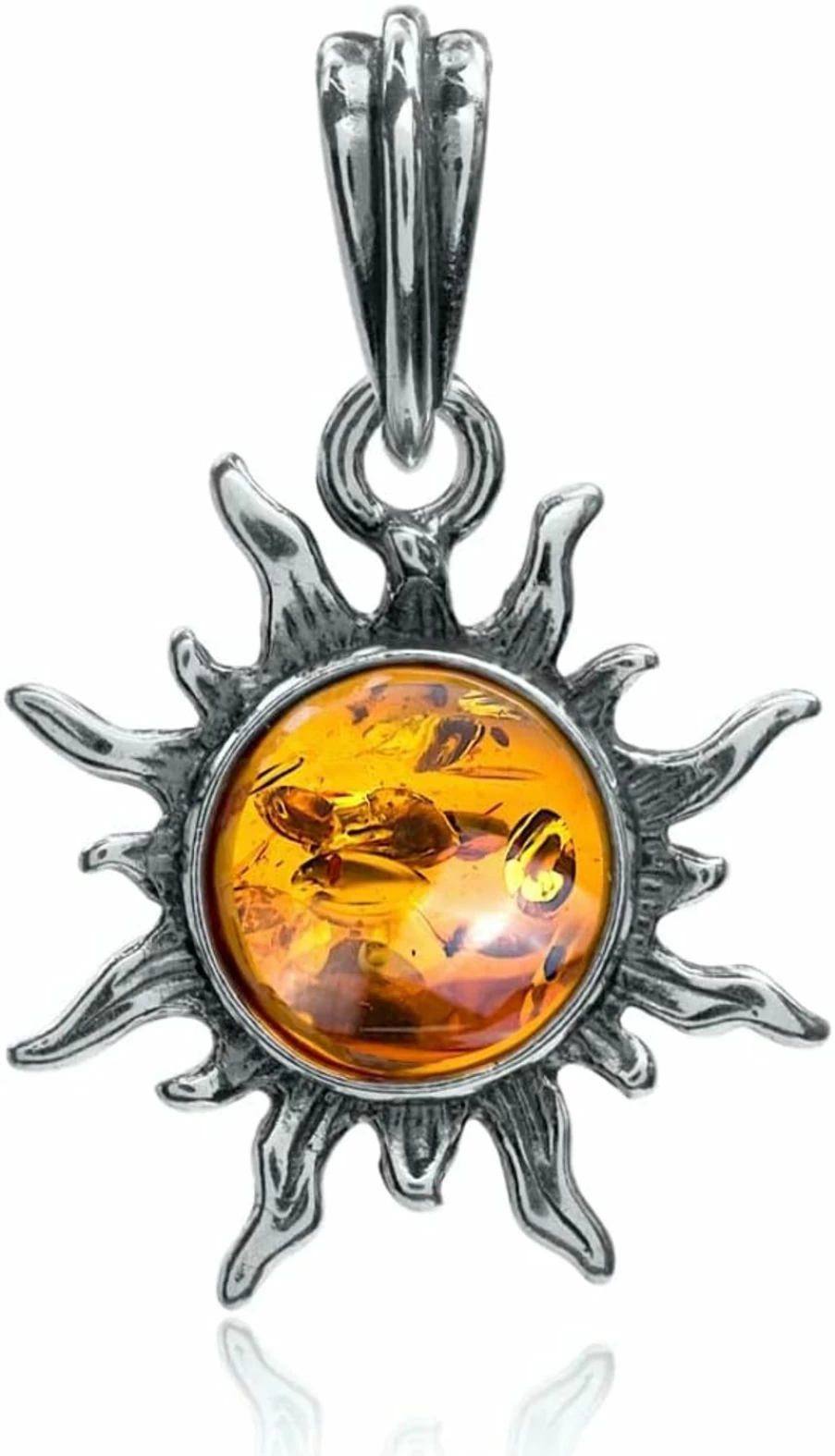 "Ian and Valeri Co. Sterling Silver Amber Sun Pendant Necklace"