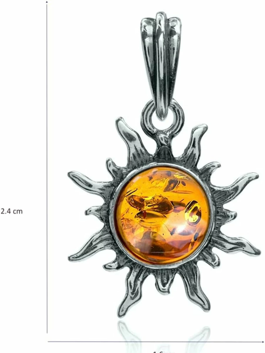 "Ian and Valeri Co. Sterling Silver Amber Sun Pendant Necklace"