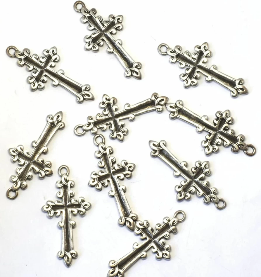 "12 Pack Antique Silver Tone Pewter Blank Cross Pendants - Generic"