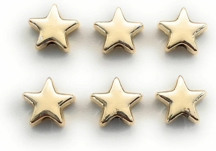 Generic Gold Plated Brass Star Spacer Beads - 5Pcs Bulk Shiny Star Charms for Jewelry Making DIY Craft