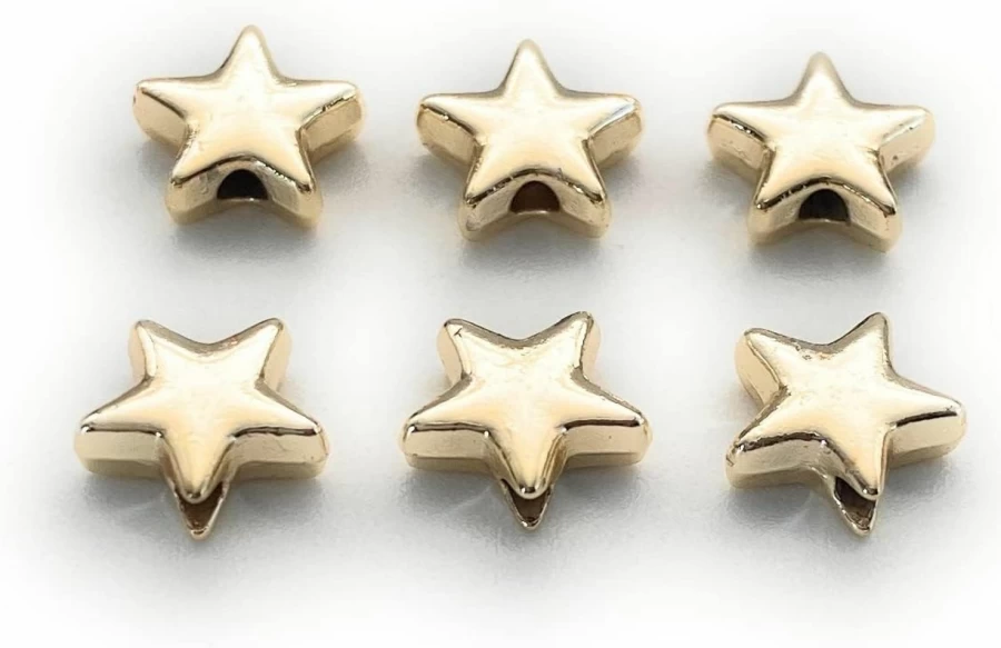 Generic Gold Plated Brass Star Spacer Beads - 5Pcs Bulk Shiny Star Charms for Jewelry Making DIY Craft