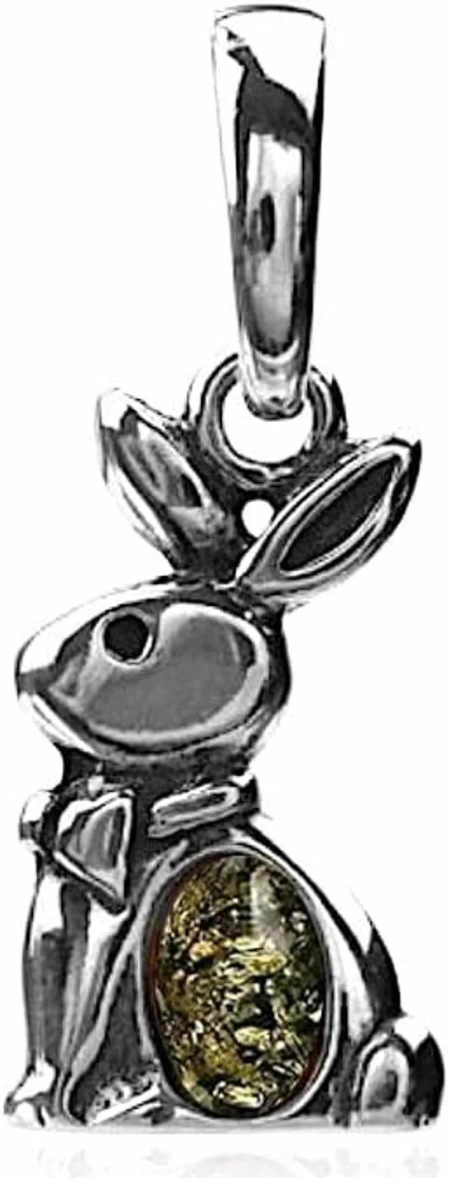 "Ian and Valeri Co Sterling Silver Amber Rabbit Pendant - Cute Animal Jewelry"