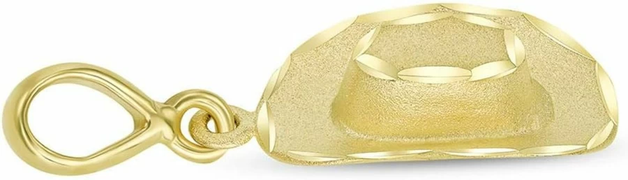 14K Yellow Gold Western Cowboy Hat Pendant - 3D Detailed Design | Jewelry America