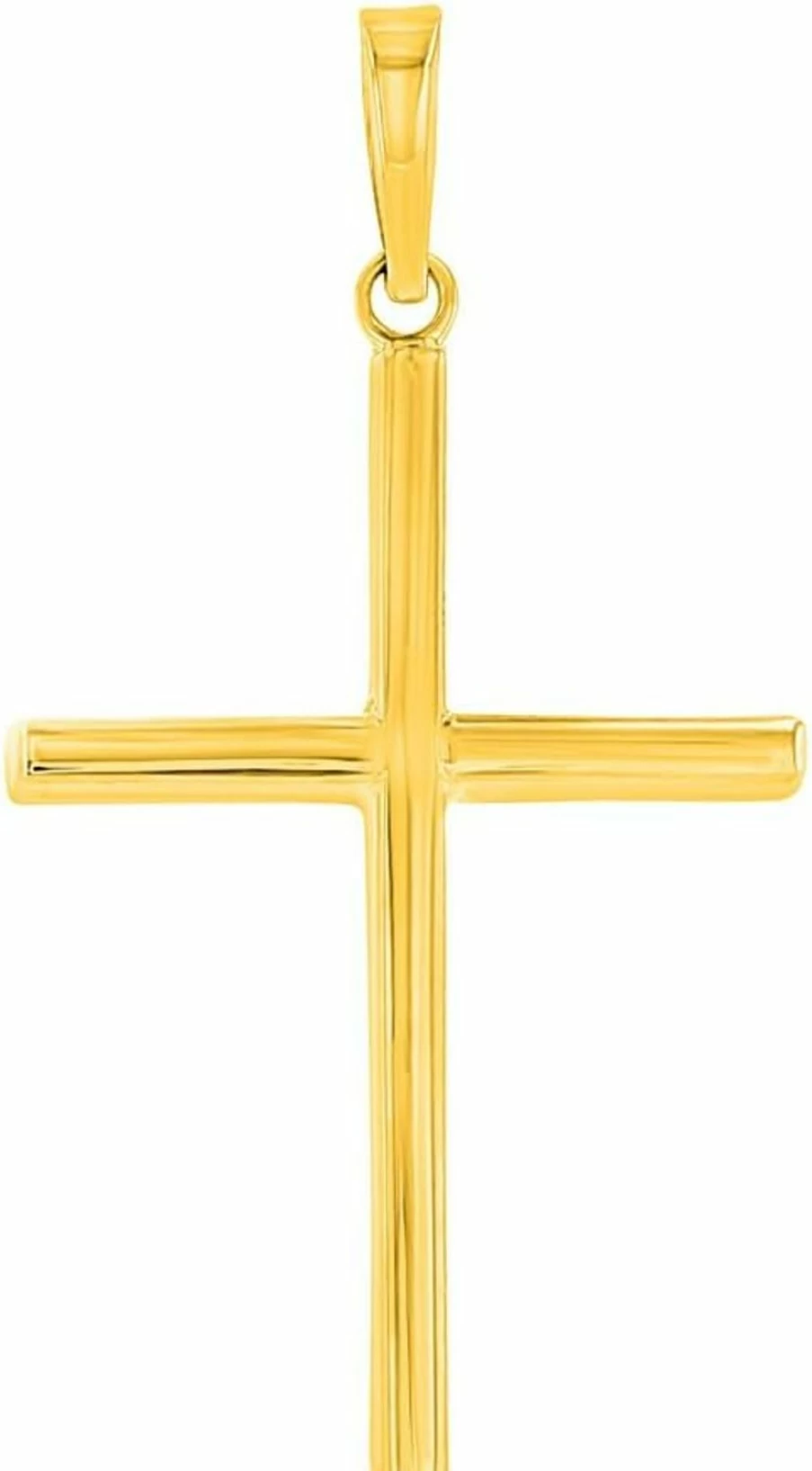 "Jewelry America 14K Yellow Gold High Polish Slender Cross Pendant - Elegant Religious Necklace Charm"