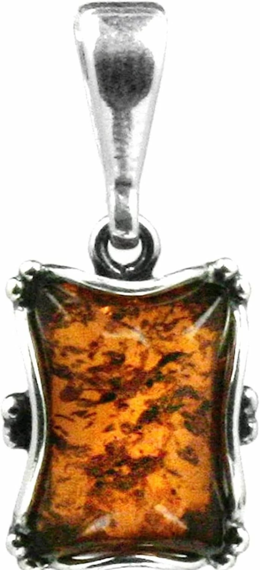 "Ian and Valeri Co. Sterling Silver Rectangular Amber Pendant Necklace"