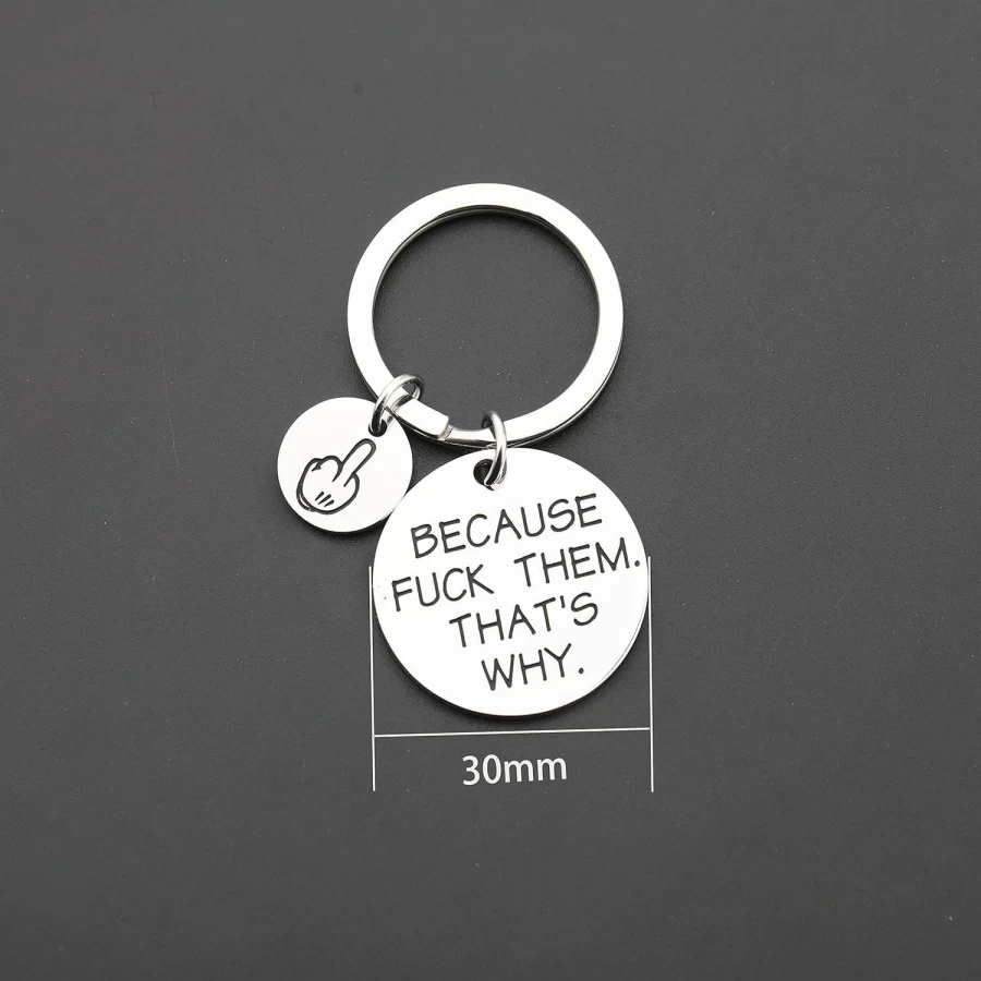 "Lywjyb Birdgot Feminist Keychain - Rebellious Gift for Women - 'Because Fuck Them That's Why' Slogan - Unique Friend Present"