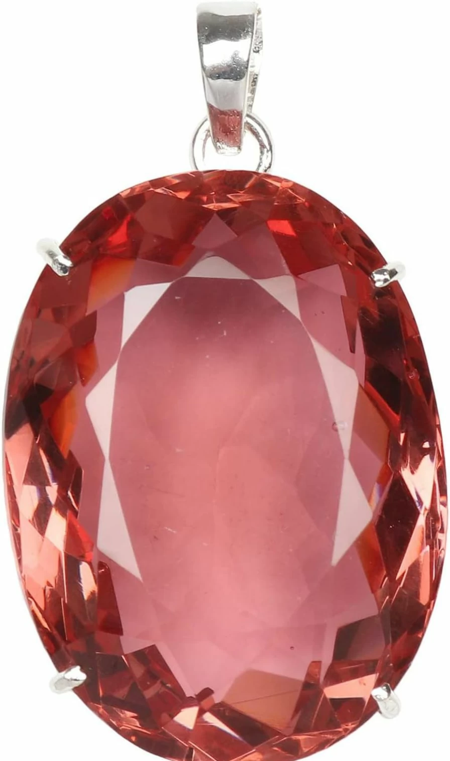 GEMHUB Sterling Silver Oval Faceted Alexandrite Pendant - 18g Natural Gemstone Jewelry Without Chain
