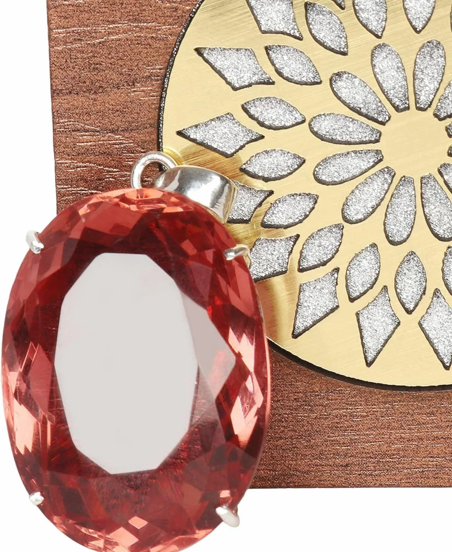 GEMHUB Sterling Silver Oval Faceted Alexandrite Pendant - 18g Natural Gemstone Jewelry Without Chain