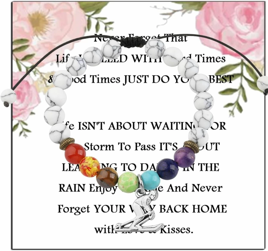 WSNANG Ski Lover Bracelet - Stylish Ski Charm Jewelry Gift for Skiing Enthusiasts & Sports Fans