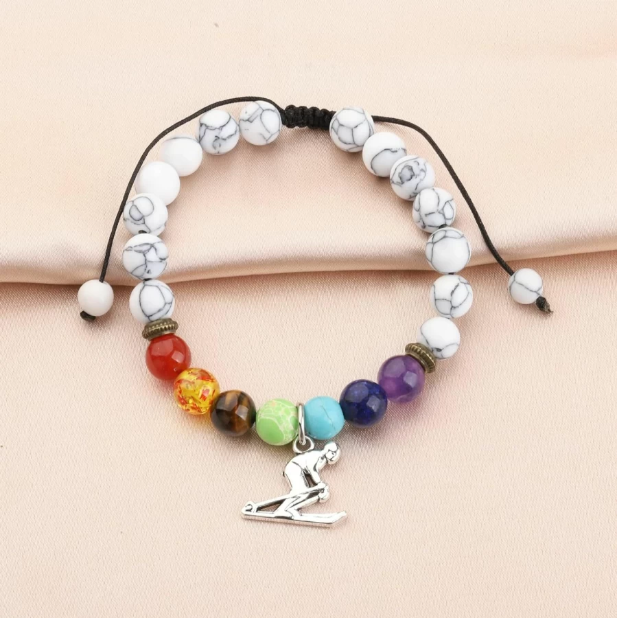 WSNANG Ski Lover Bracelet - Stylish Ski Charm Jewelry Gift for Skiing Enthusiasts & Sports Fans