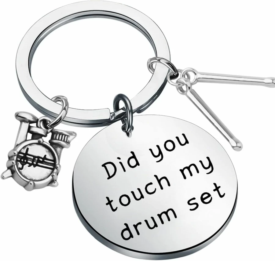 Bobauna Drum Keychain - Unique Drummer Gift for Musicians, Personalized Percussion Jewelry, Perfect Drum Set Accessory for Players