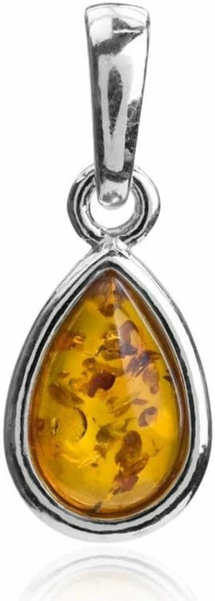 "Ian and Valeri Co. Sterling Silver Amber Drop Pendant Charm - Handcrafted Jewelry"