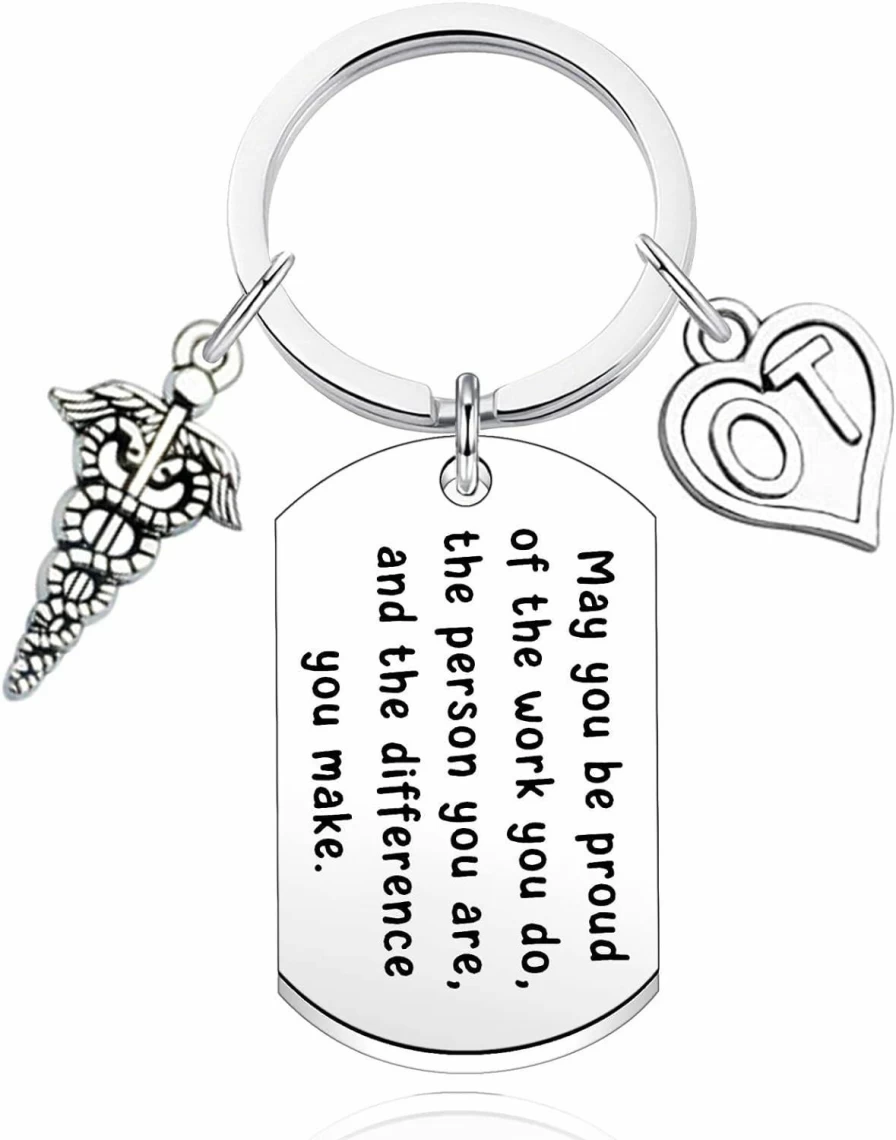 "KJWLOP Occupational Therapy Keychain - OT Jewelry Gift for Therapists, Medical Graduation Present, Therapist Appreciation Keepsake"
