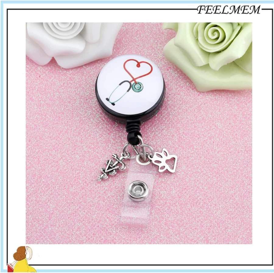 FEELMEM Veterinary Stethoscope Retractable Badge Holder with Clip - Ideal Gift for Veterinarians and Vet Students