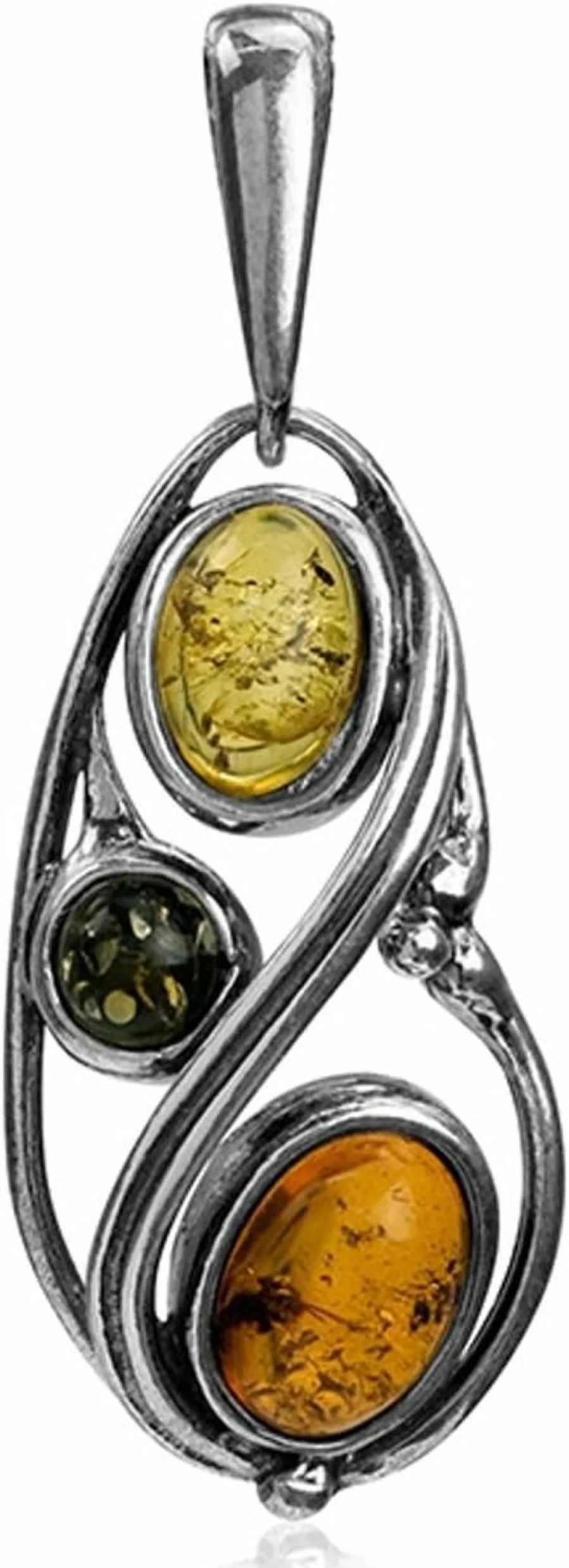 "Ian and Valeri Co. Multicolor Amber Sterling Silver Drop Pendant Necklace – Handcrafted Jewelry"