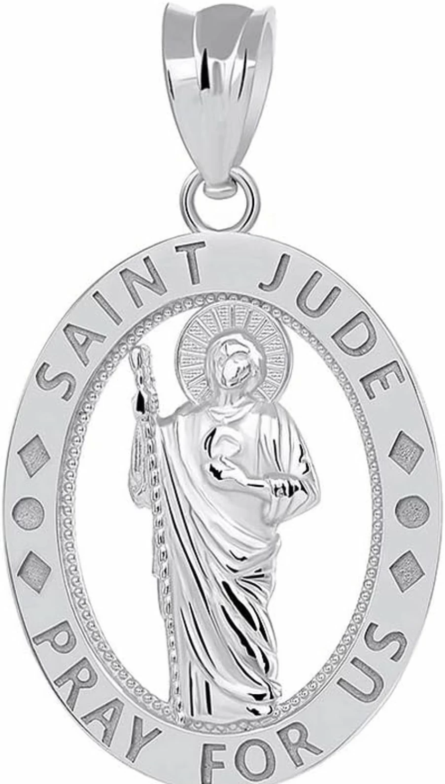 14K Gold Saint Jude Pray For Us Charm Pendant - CaliRoseJewelry Religious Catholic Necklace