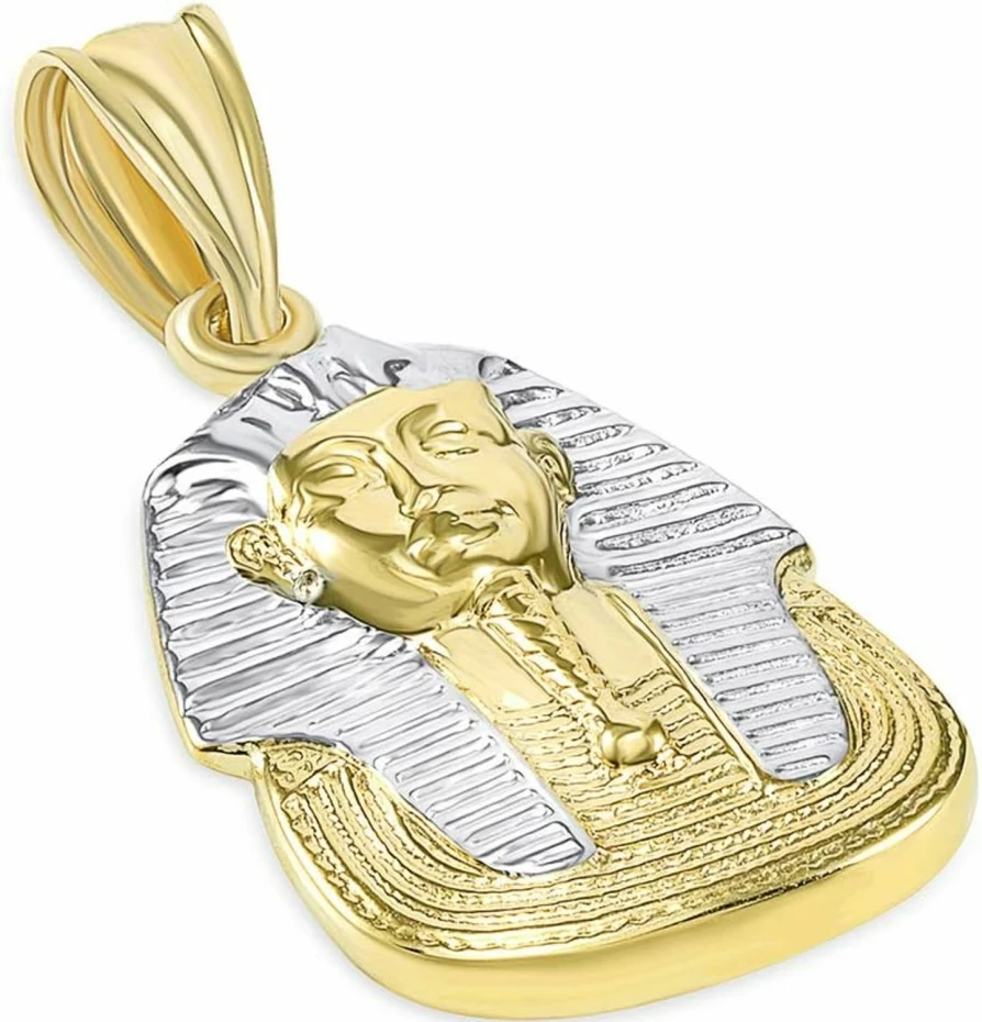 14K Yellow Gold King Tut Egyptian Pharaoh Pendant Charm | Jewelry America