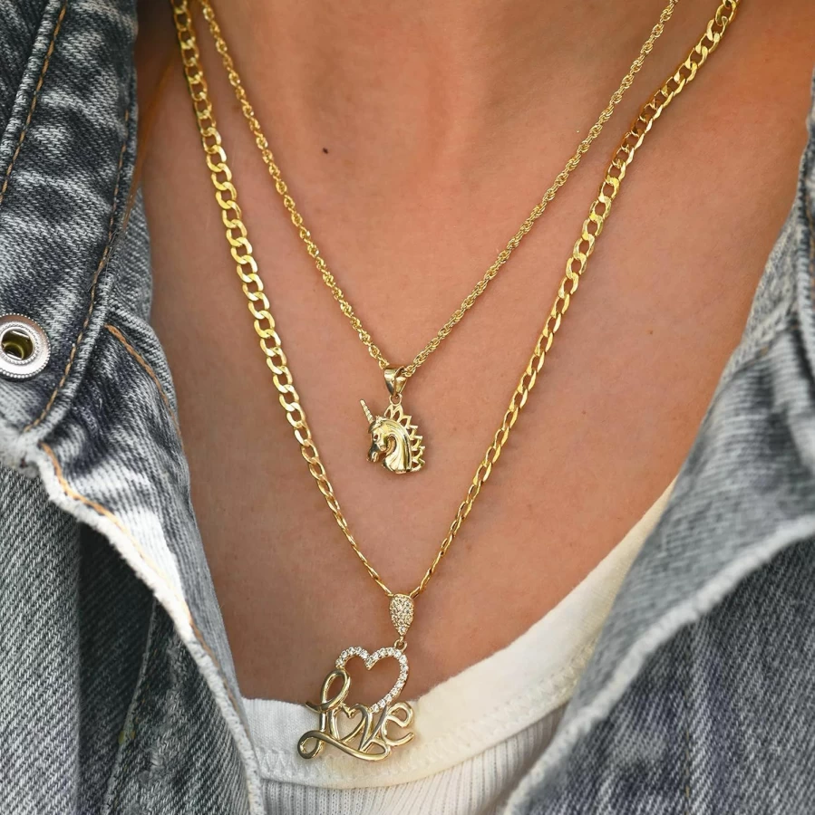 PORI JEWELERS 14K Yellow Gold Unicorn Pendant - Delicate Cute Jewelry Gift for Women, Girls, Teens